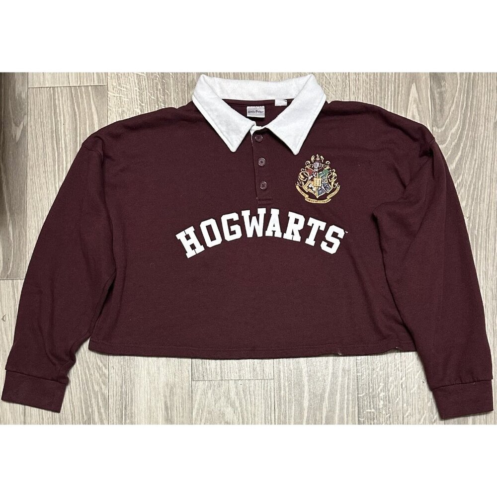 Vintage Warner Bros Harry Potter Hogwarts Women’s L Crop Top Polo Shirt (Great)